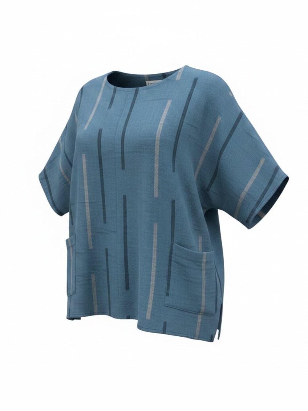 Transparente Steel Blue Linen Tunic Top